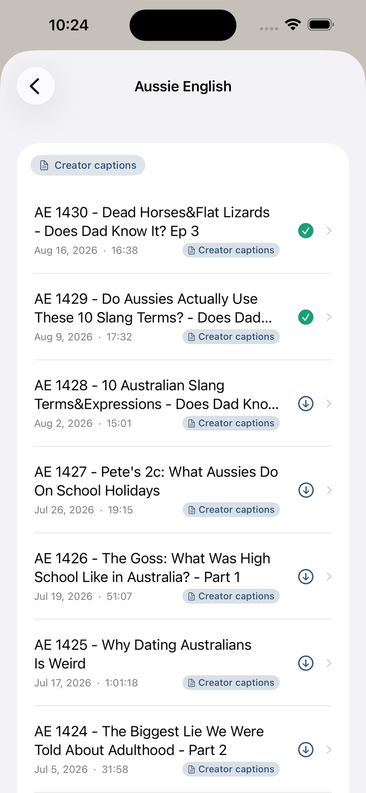 Podcast download status